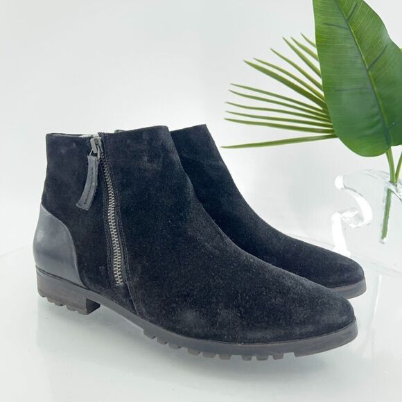 Paul Green Dina Women's Boot Size 8 Black Suede Bootie Low Block Heel Comfy - Picture 1 of 16